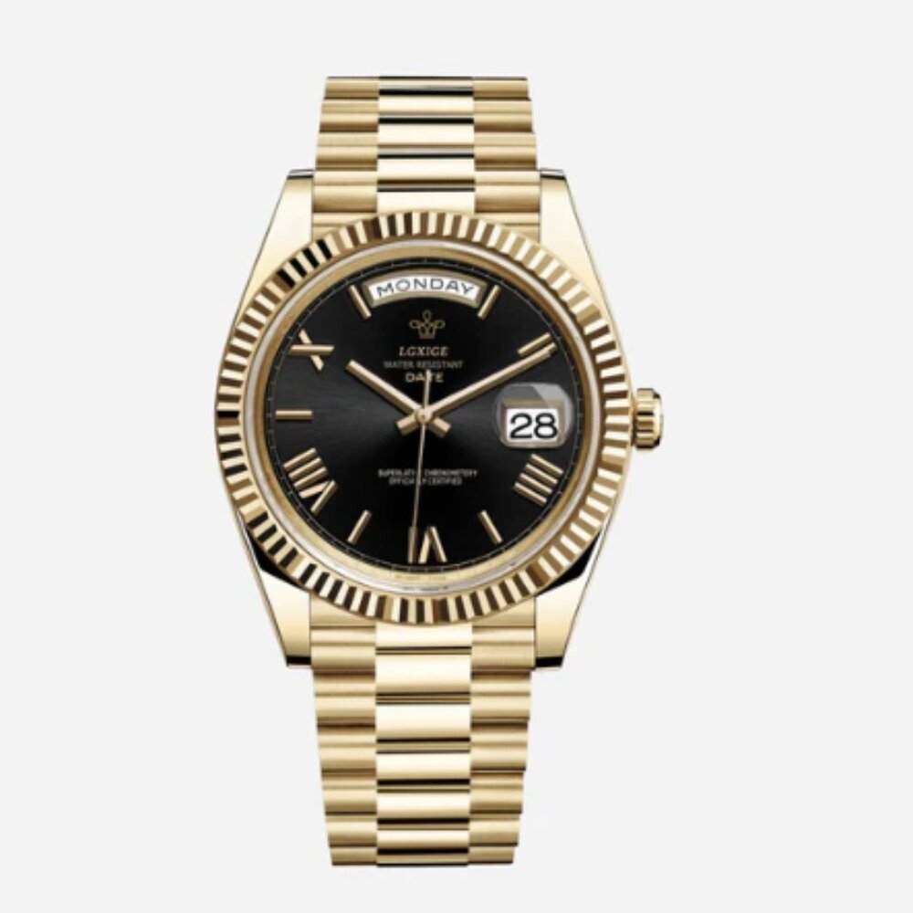 Santos Gold Obsidian Men’s Watch – 40mm Gold Stainless Steel – Brand New